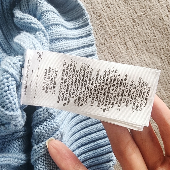 Polo Ralph Lauren Cable-knit Cotton V neck Blue Sweater L - Picture 5 of 6